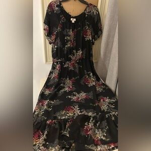 Style & Co. Black and Pink Sleeveless Maxi Sundress